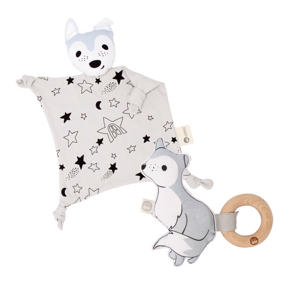 Wolfie Blankie + Rattle Gift Set