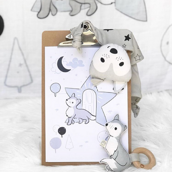 Wolfie Blankie + Rattle Gift Set